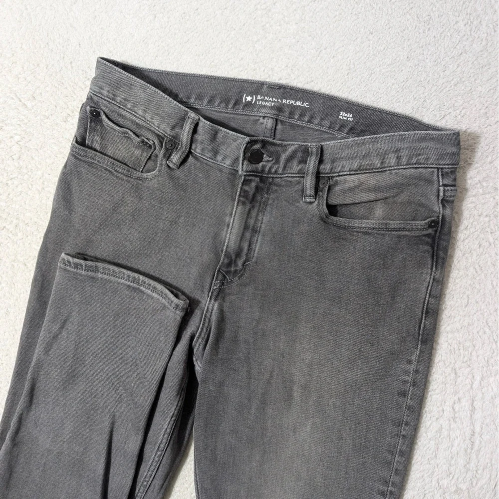 Banana Republic Jeans Mens 32/34 Gray/Black Legacy Slim Fit Stretch